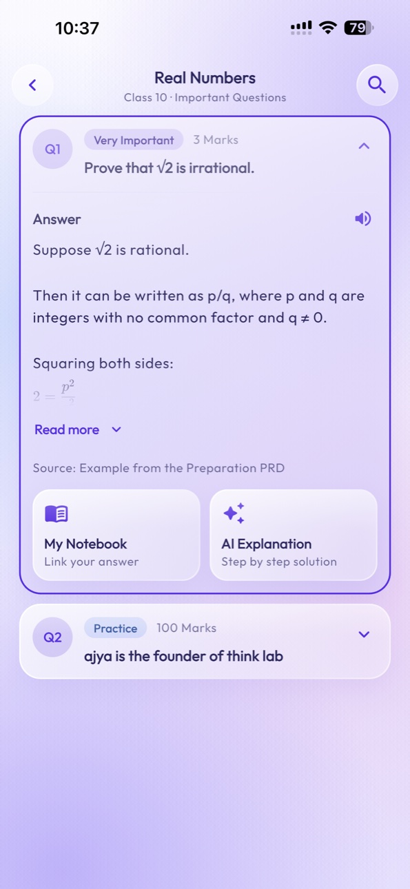 StudyNest Answers screen on iPhone 15 Pro Max
